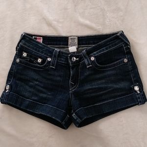 True Religion women's denim white stitched shorts